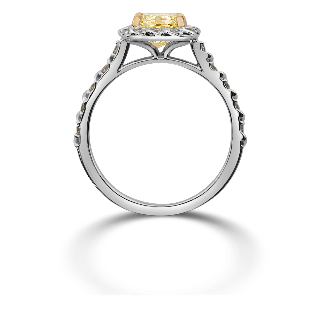 1.42 Cushion Shape Yellow Diamond Ring - view 2