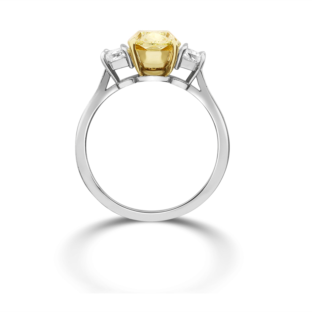 2.34 Cushion Shape Yellow Diamond Ring - view 2