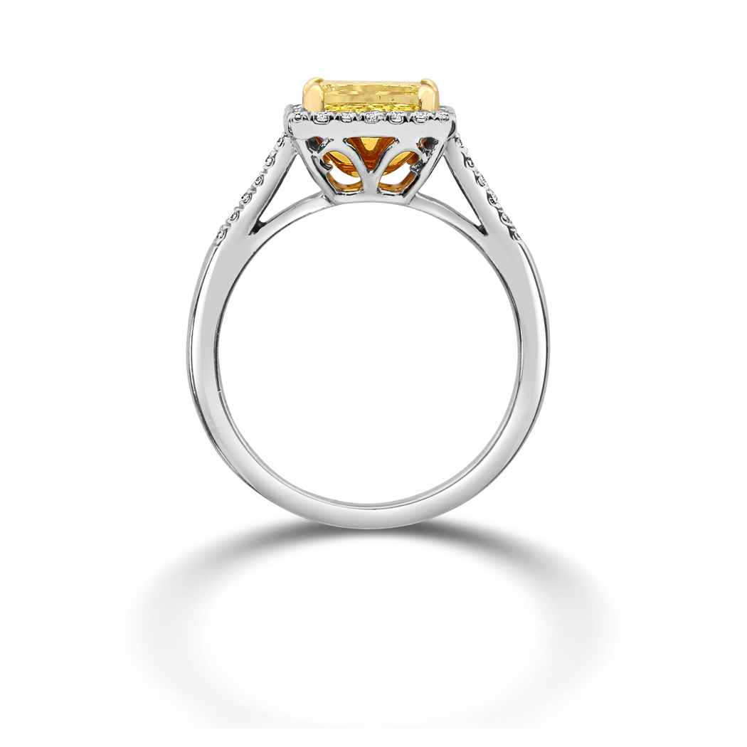 1.92 Princess Shape Yellow Diamond Ring - view 2