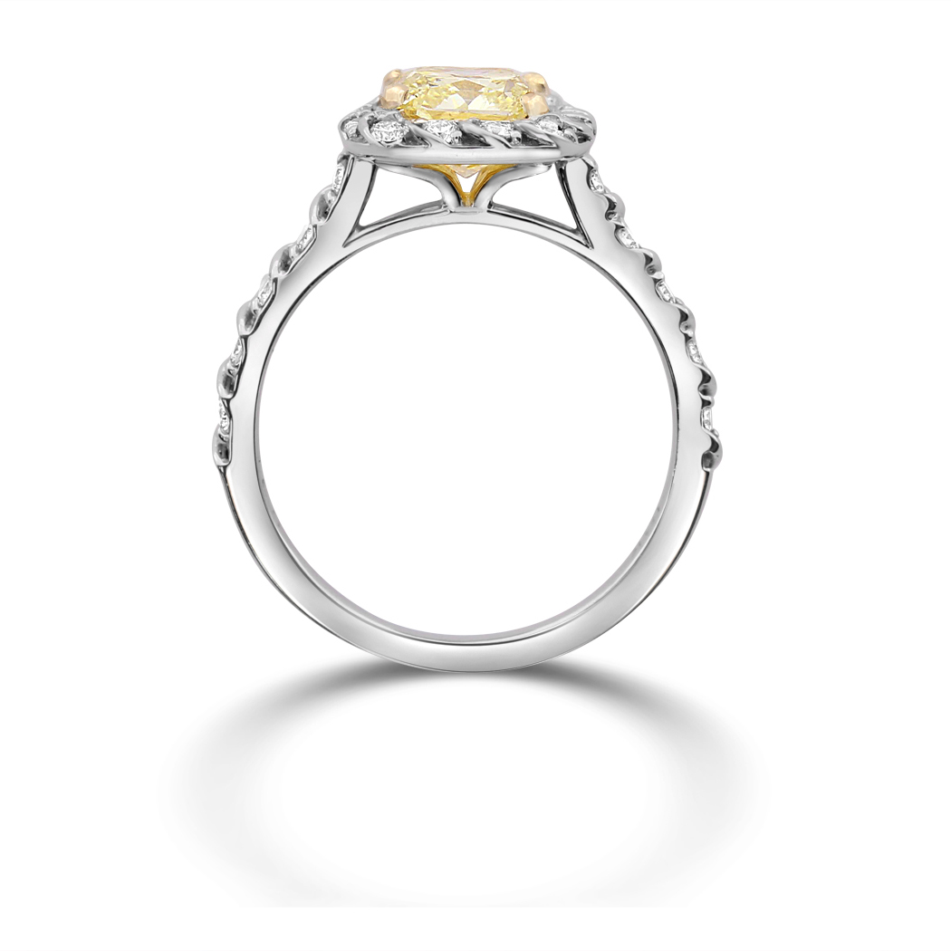 1.68 Radiant Shape Yellow Diamond Ring - view 2