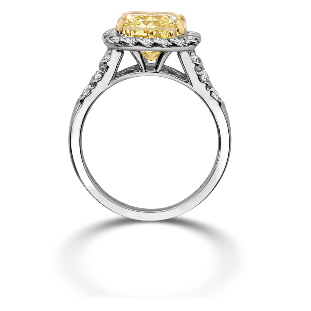 4.11 Radiant Shape Yellow Diamond Ring - view 2