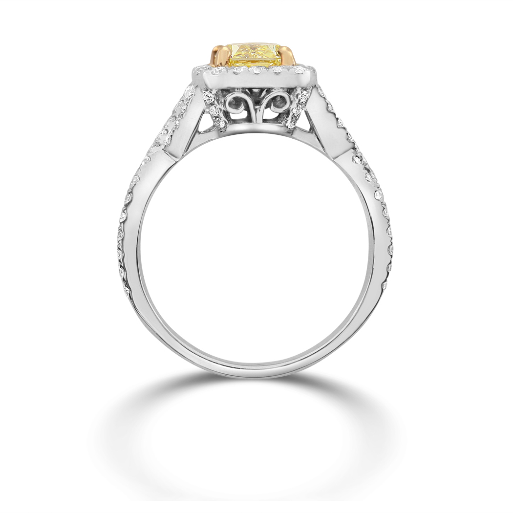 1.27 Radiant Shape Yellow Diamond Ring - view 2