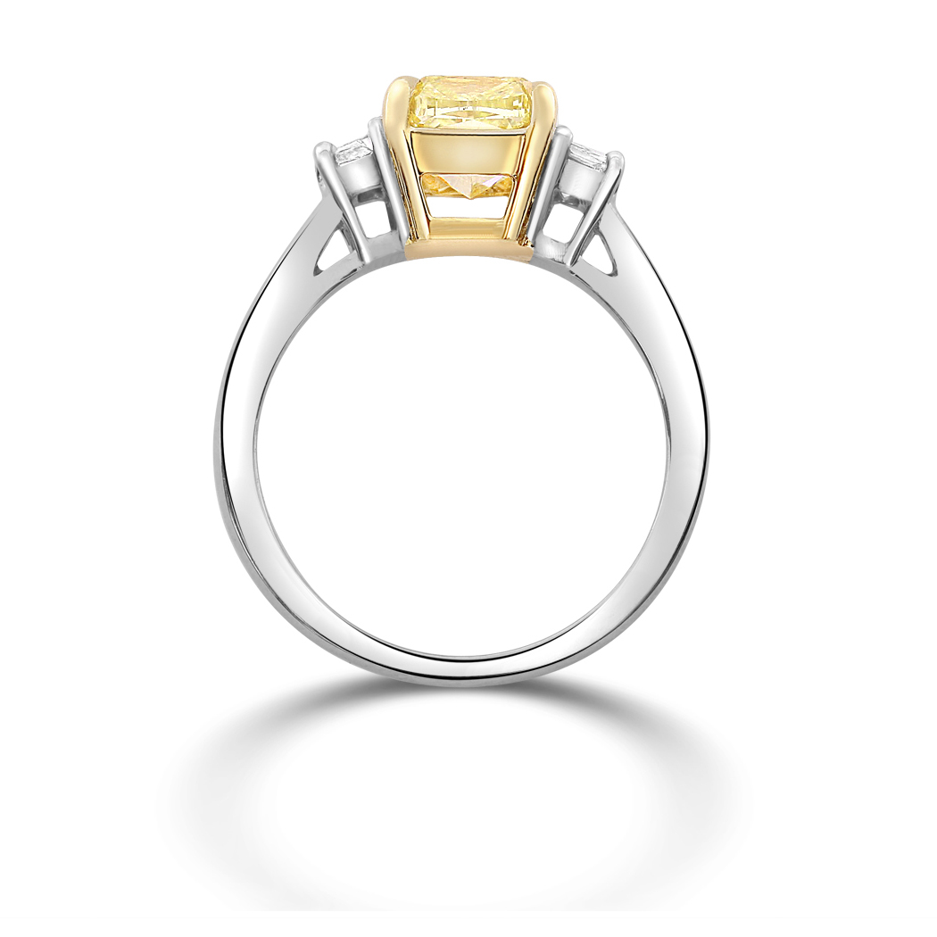 2.03 Cushion Shape Yellow Diamond Ring - view 2