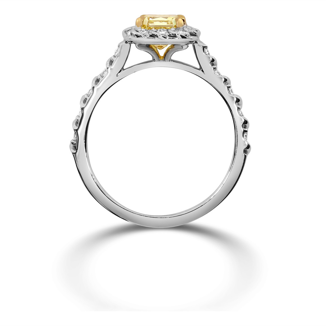 1.03 Radiant Shape Yellow Diamond Ring - view 2