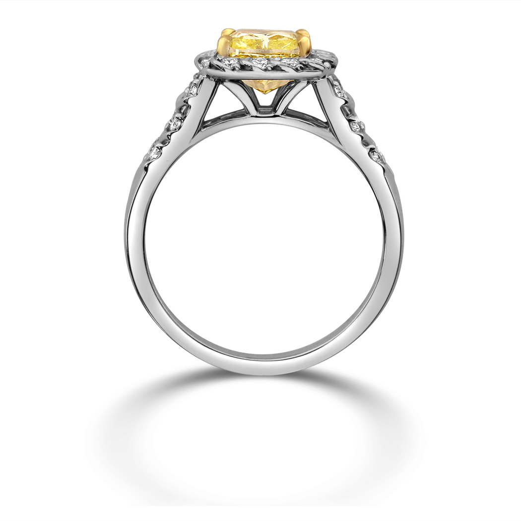 1.79 Cushion Shape Yellow Diamond Ring - view 2