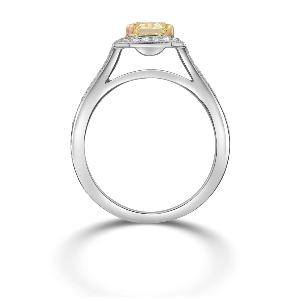 1.04 Radiant Shape Yellow Diamond Ring - view 2