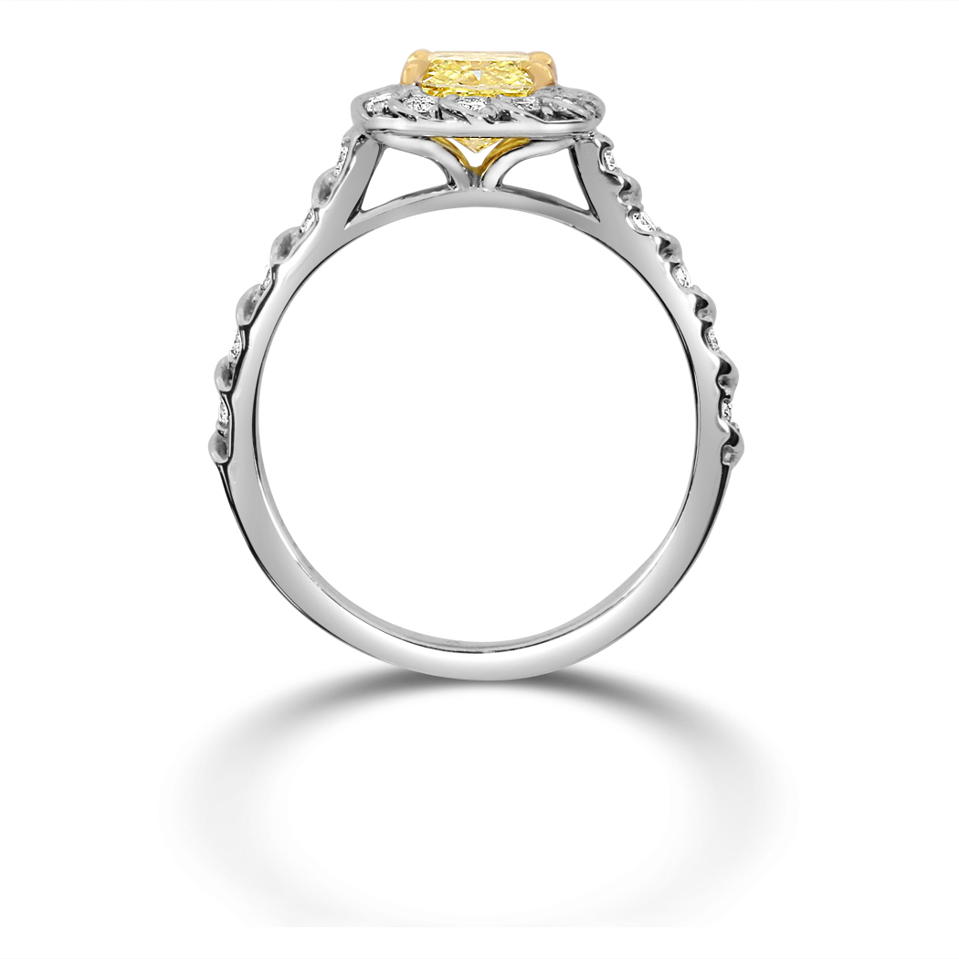 1.15 Cushion Shape Yellow Diamond Ring - view 2