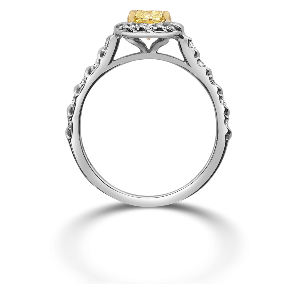 1.01 Cushion Shape Yellow Diamond Ring - view 2