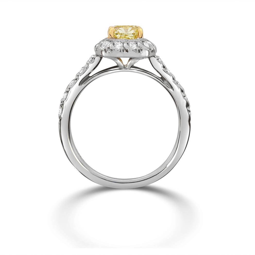 1.04 Cushion Shape Yellow Diamond Ring - view 2