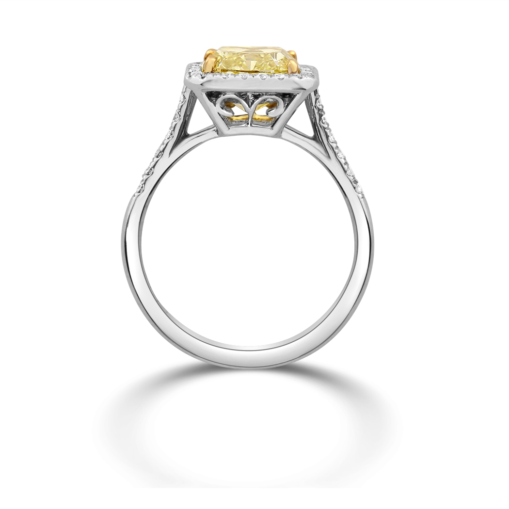 2.71 Cushion Shape Yellow Diamond Ring - view 2