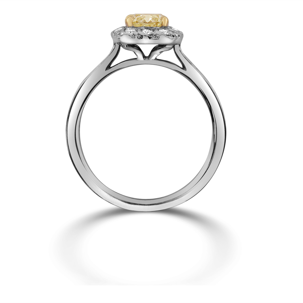 1.03 Cushion Shape Yellow Diamond Ring - view 2