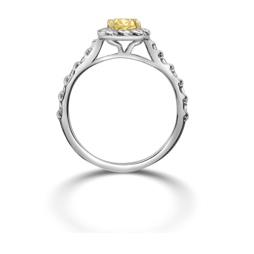 1.02 Cushion Shape Yellow Diamond Ring - view 2