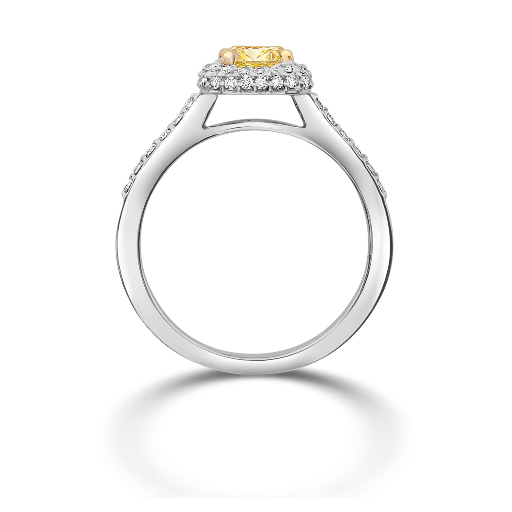 1.02 Cushion Shape Yellow Diamond Ring - view 2