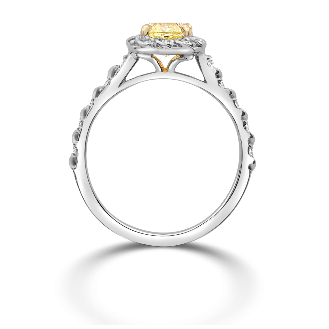 1.01 Cushion Shape Yellow Diamond Ring - view 2