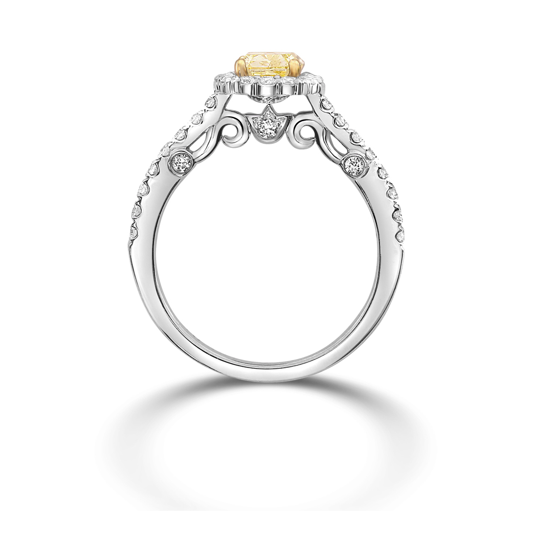 1.09 Cushion Shape Yellow Diamond Ring - view 2