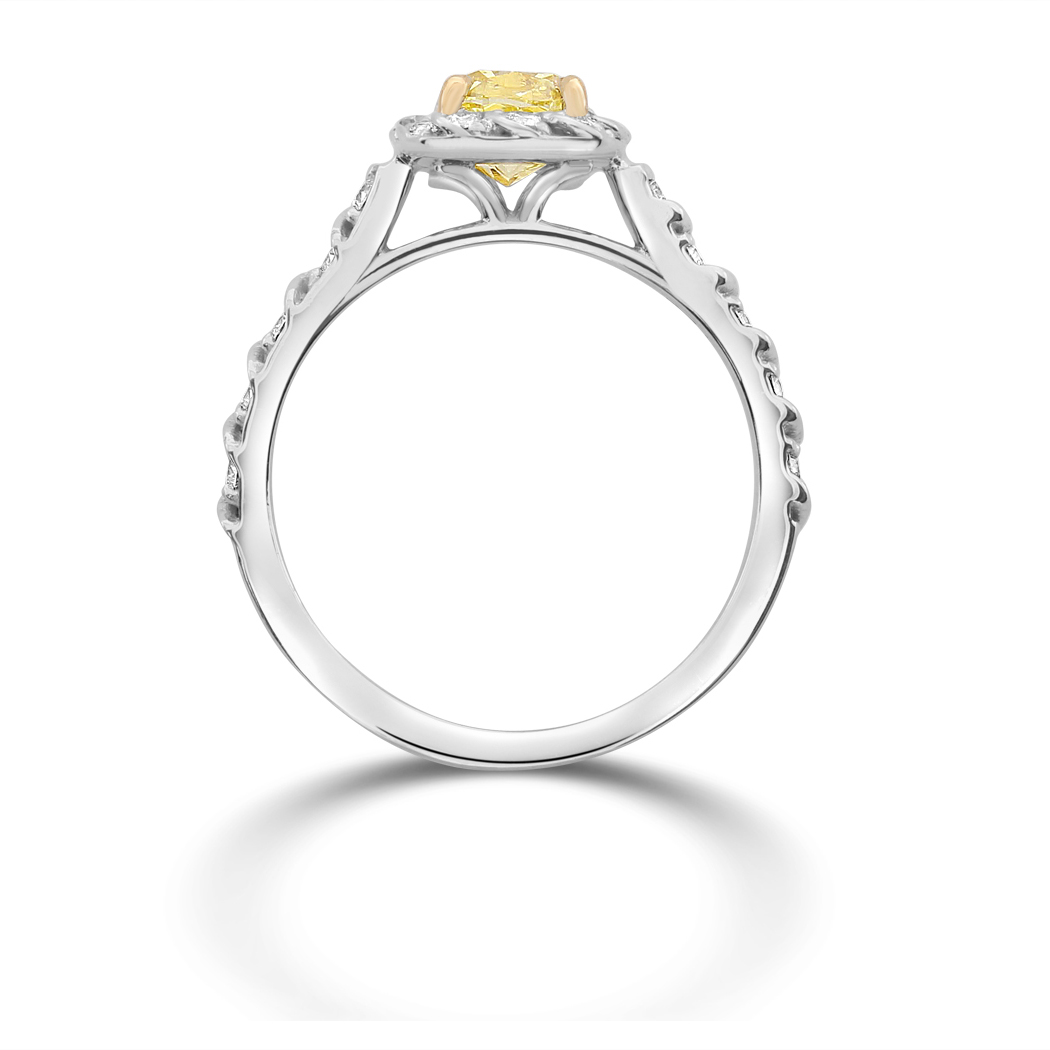 1 Cushion Shape Yellow Diamond Ring - view 2