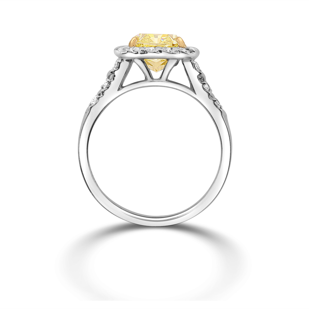 2.48 Cushion Shape Yellow Diamond Ring - view 2