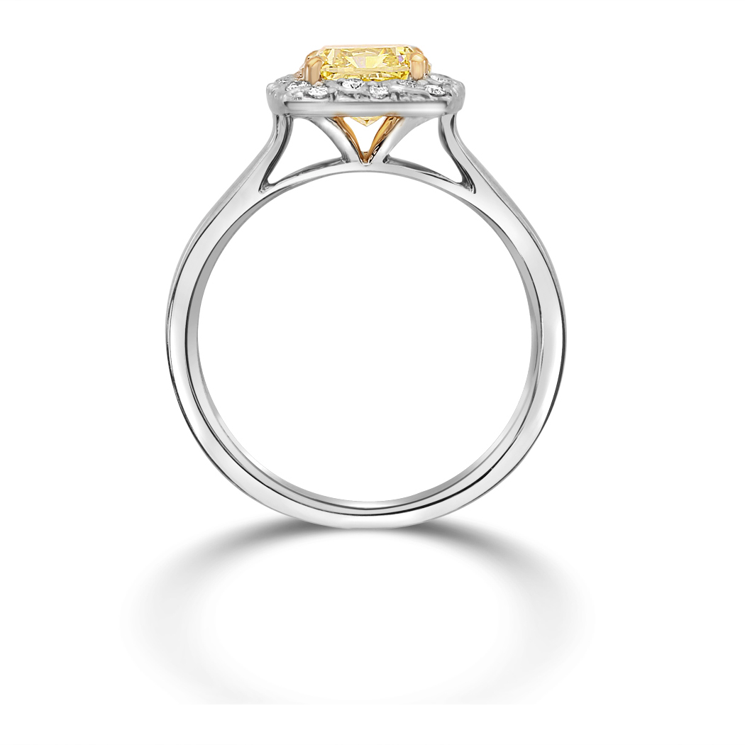 1.51 Cushion Shape Yellow Diamond Ring - view 2