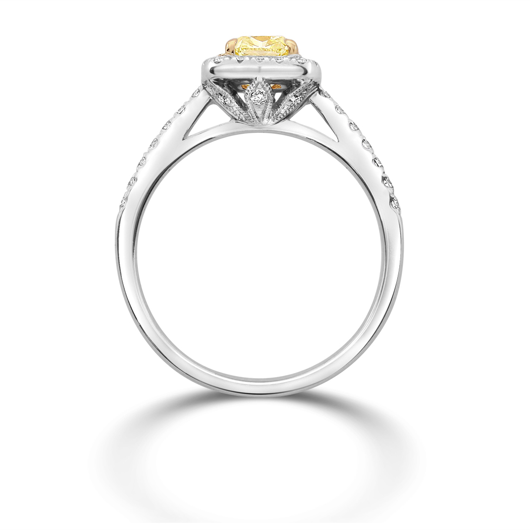 1.07 Cushion Shape Yellow Diamond Ring - view 2