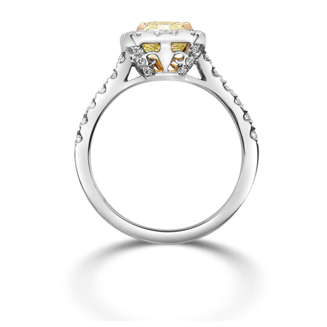 1.66 Cushion Shape Yellow Diamond Ring - view 2