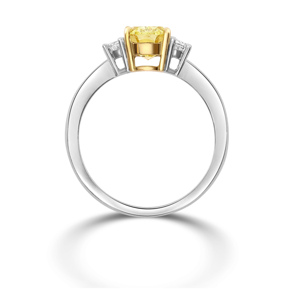 1.58 Oval Shape Yellow Diamond Ring - view 2