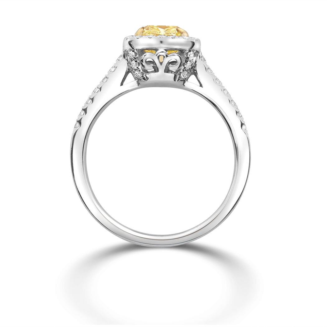 1.23 Cushion Shape Yellow Diamond Ring - view 2