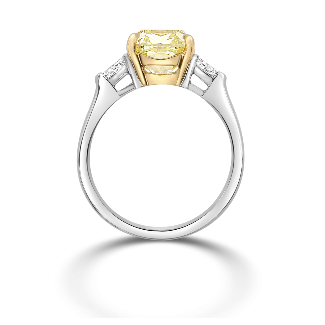 3.02 Cushion Shape Yellow Diamond Ring - view 2