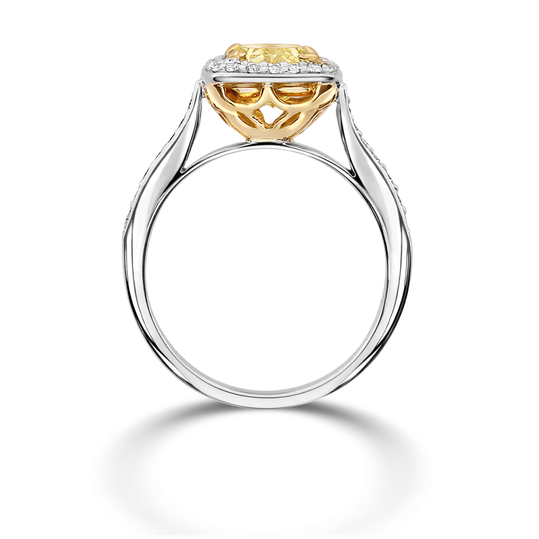 1.78 Cushion Shape Yellow Diamond Ring - view 2