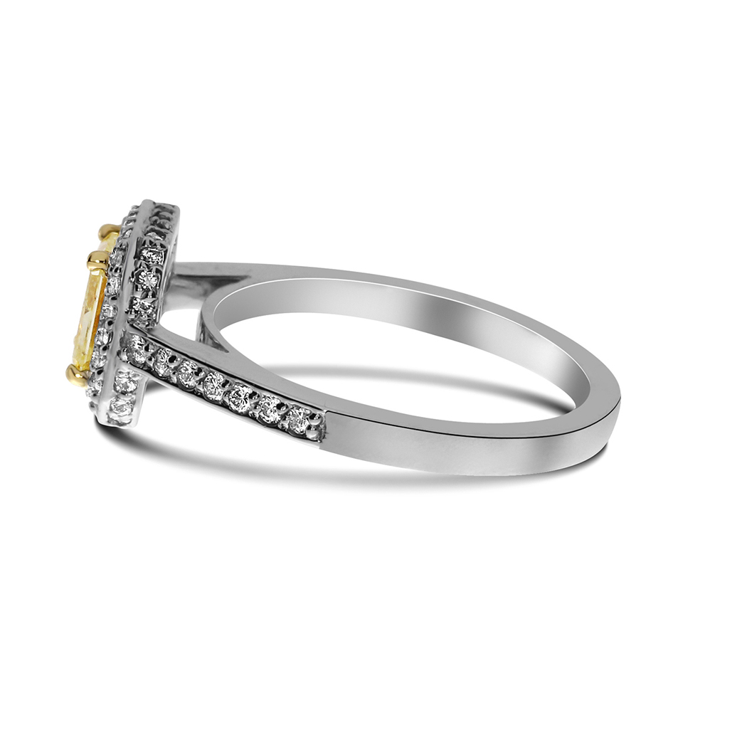 0.87 Radiant Shape Yellow Diamond Ring - view 2