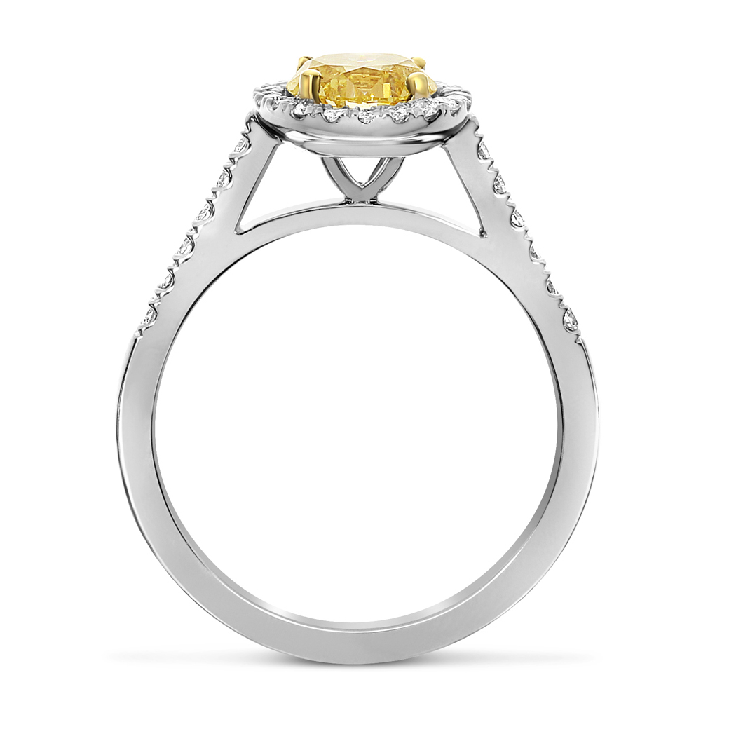 1.01 Round Shape Yellow Diamond Ring - view 2