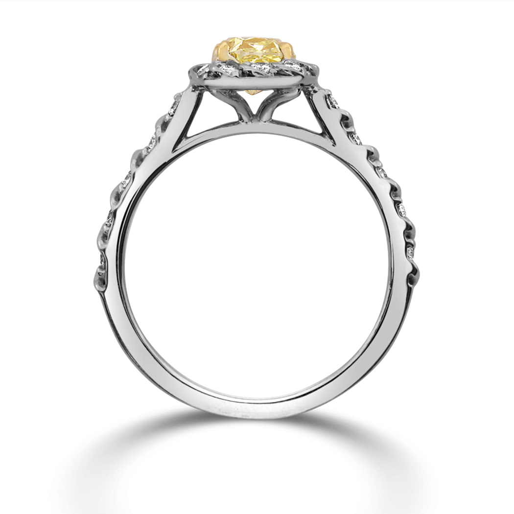 1 Cushion Shape Yellow Diamond Ring - view 2