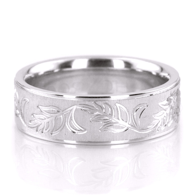 Traditional Fancy Floral Carved Wedding Ring - view 2 of 2