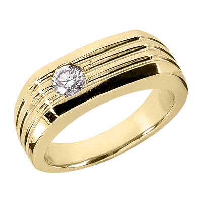 Parallel Cut Solitaire Men's Diamond Ring - view 3