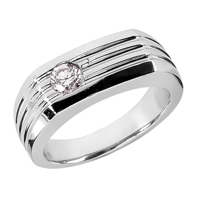 Parallel Cut Solitaire Man Diamond Ring (0.35ct) - view 1 of 4