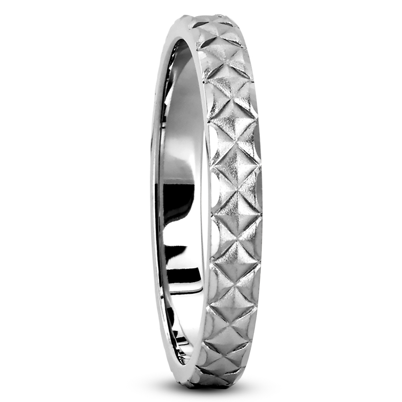 Embossed Diamond Pattern Wedding Ring - view 2