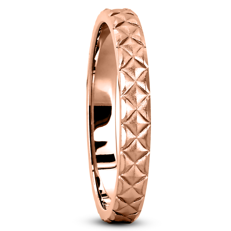 Embossed Diamond Pattern Wedding Ring - view 3