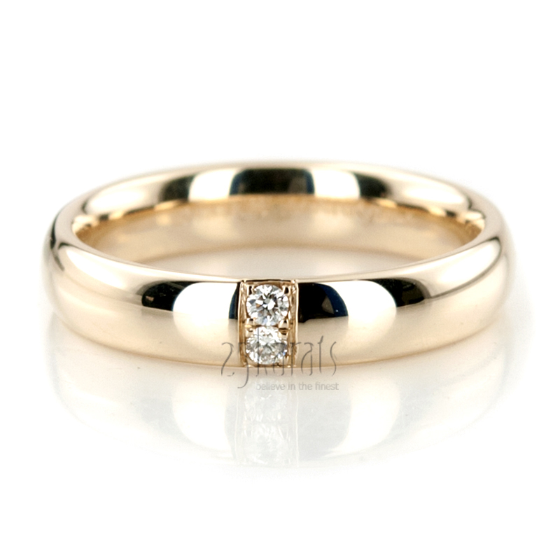 Double Row Diamond Unisex Wedding Rings - view 2