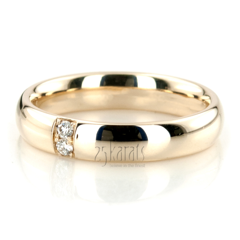 Double Row Diamond Unisex Wedding Rings - view 3