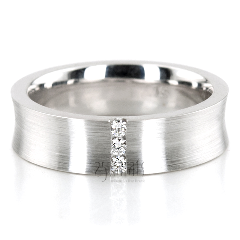 Concave Three Row Diamond Wedding Band - view 2