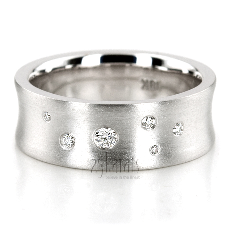 Scattered Concave Diamond Wedding Band - view 2