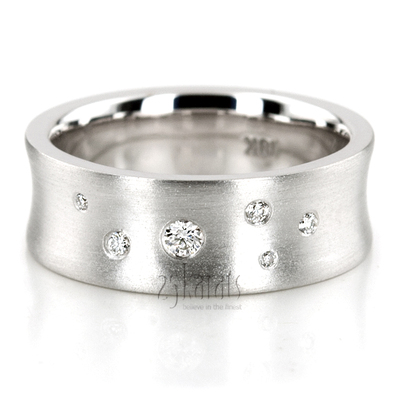 Scattered Concave Diamond Wedding Band - view 2 of 5