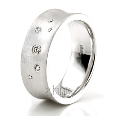 Scattered Concave Diamond Wedding Band - view 4 of 5