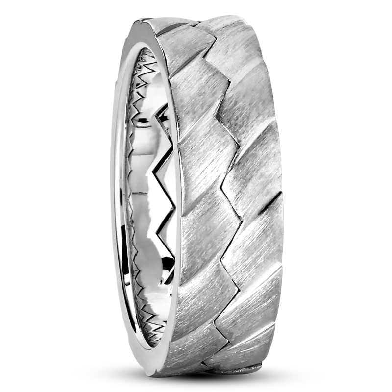 One Of A Kind Zig-Zag Carved Wedding Band - view 2