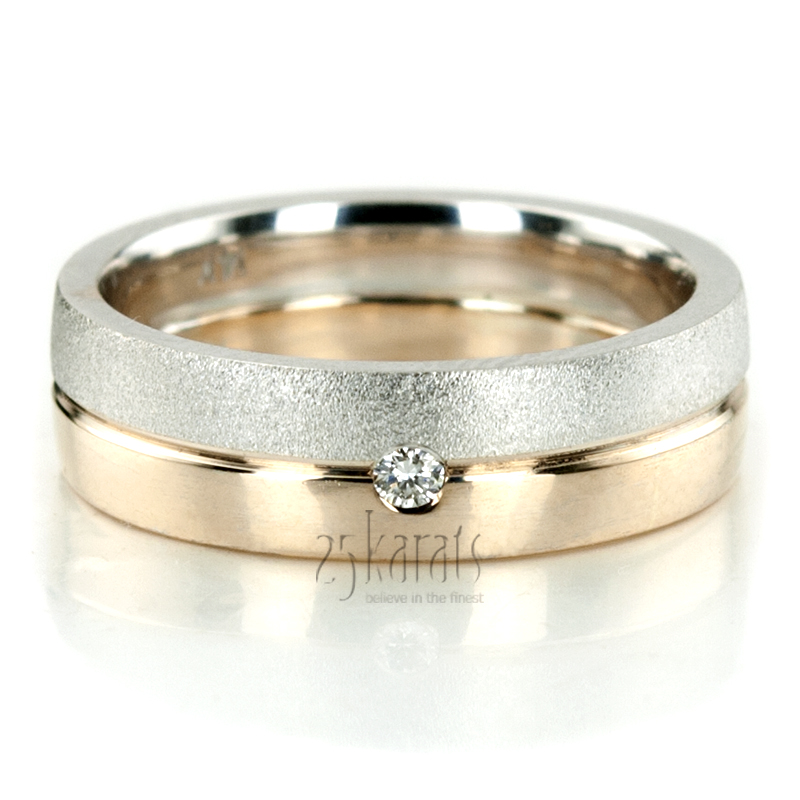 Elegant Two-Tone Wedding Band Set - view 2