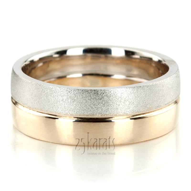 Elegant Two-Tone Wedding Band Set - view 3