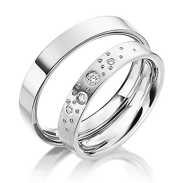 Starstruck Designer Flat Comfort Fit Wedding Band Set - view 1