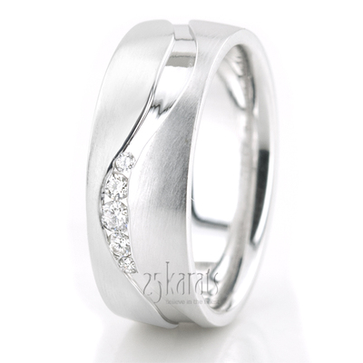 Unique Carved Diamond Wedding Band Set - view 3 of 5