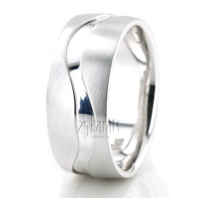 Unique Carved Diamond Wedding Band Set - view 5 of 5