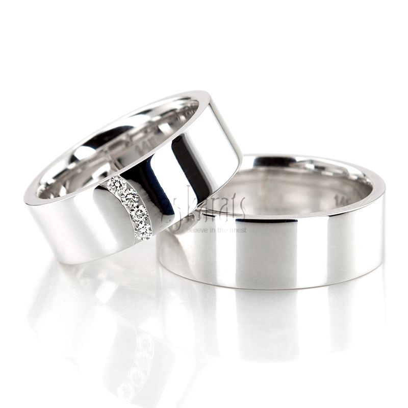 Couples wedding bands with diamond accent