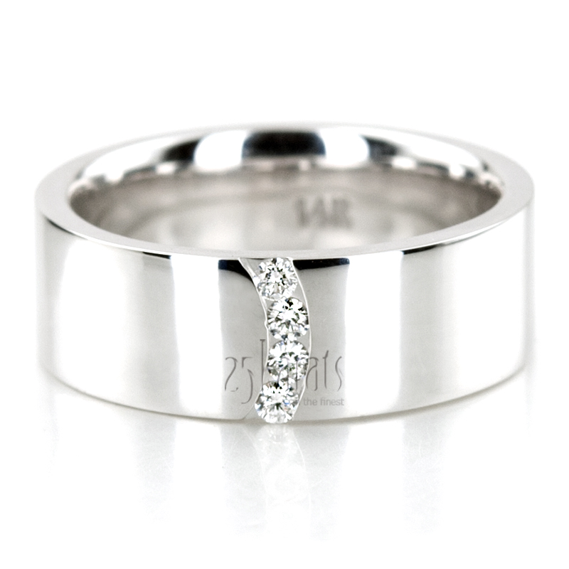 Couples wedding bands with diamond accent - view 2